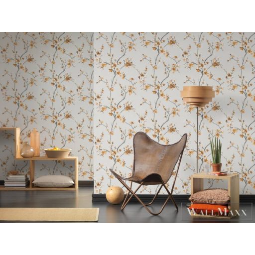 AS CREATION Alberto 38500-2 narancs virág mintás japán XXL tapéta