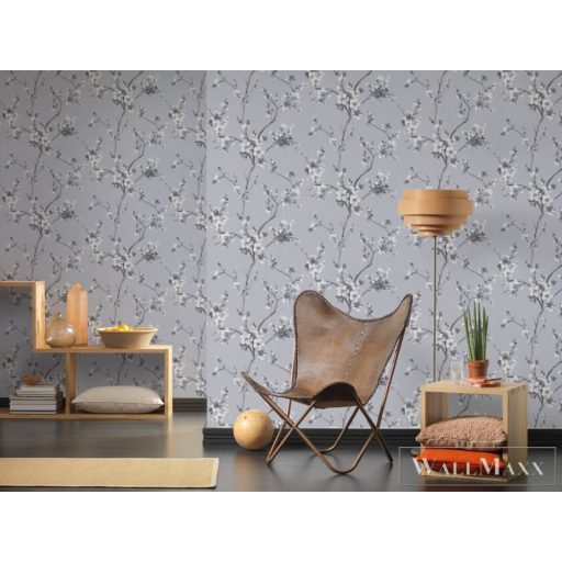 AS CREATION Alberto 38500-3 fekete-fehér virág mintás japán XXL tapéta