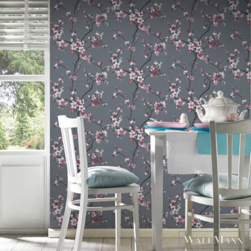 AS CREATION Alberto 38500-6 piros virág mintás japán XXL tapéta