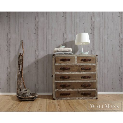 AS CREATION Natural Living 38502-2 szürke fa mintás vidéki tapéta
