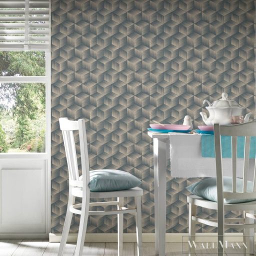 AS CREATION Natural Living 38506-3 kék tér-hatású grafikus tapéta