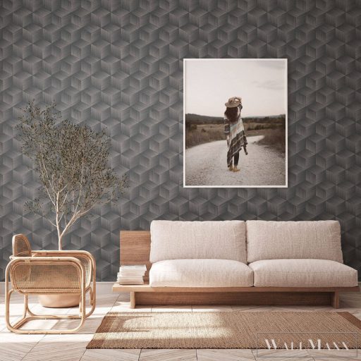 AS CREATION Natural Living 38506-4 fekete tér-hatású grafikus tapéta