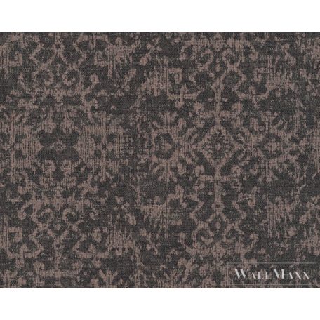 AS Creation Desert Lodge 38521-2 fekete, réz, fémhatású Textil mintás Klasszikus vlies tapéta