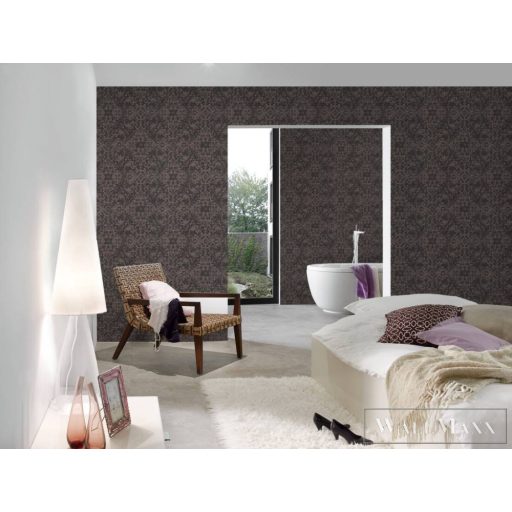 AS Creation Desert Lodge 38521-2 fekete, réz, fémhatású Textil mintás Klasszikus vlies tapéta