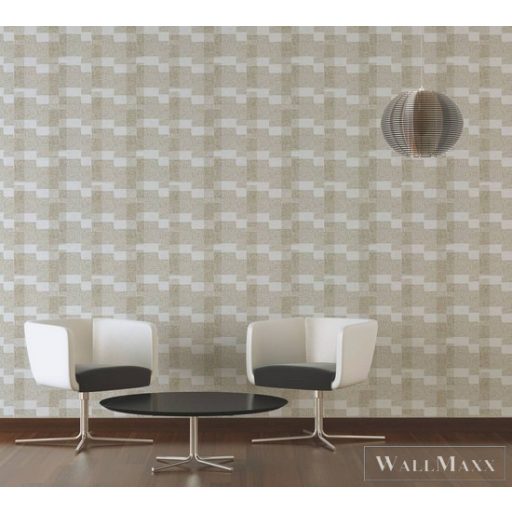 AS Creation Desert Lodge 38525-1 arany, fémhatású, fehér Textil mintás Klasszikus vlies tapéta