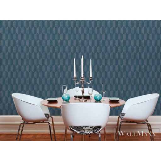 AS Creation Geo Effect 38592-1 kék Tér-hatású 3D-mintás Geometriai vlies tapéta