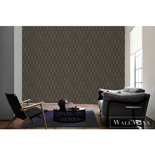 AS Creation Geo Effect 38592-4 bronz, barna, arany Tér-hatású 3D-mintás Geometriai vlies tapéta