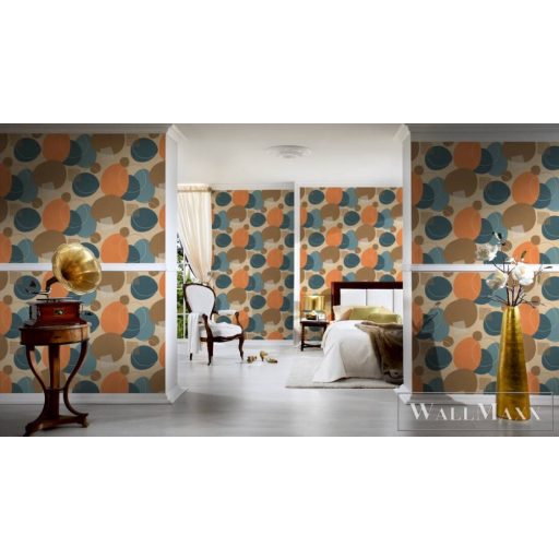 AS CREATION Geo Effect 38595-1 kék körös tapéta