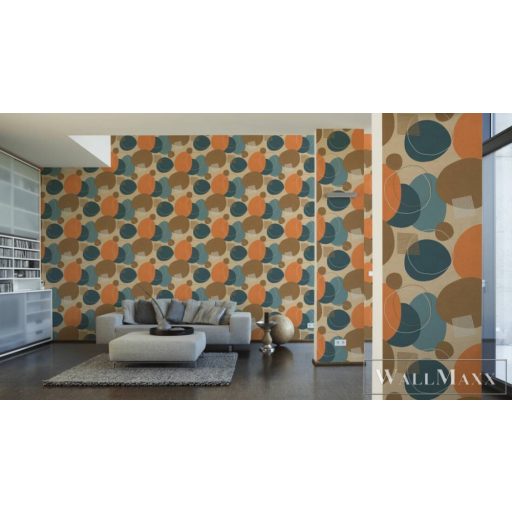 AS CREATION Geo Effect 38595-1 kék körös tapéta