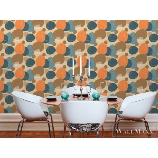 AS CREATION Geo Effect 38595-1 kék körös tapéta