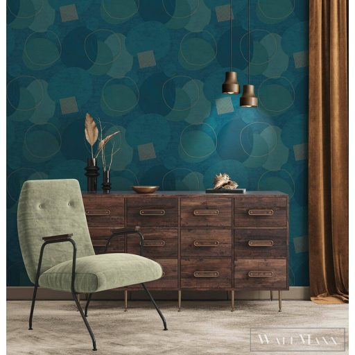 AS CREATION Geo Effect 38595-3 kék körös tapéta