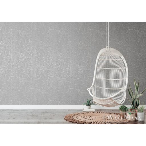 AS CREATION Hygge 38600-1 ezüst levél mintás vidéki tapéta