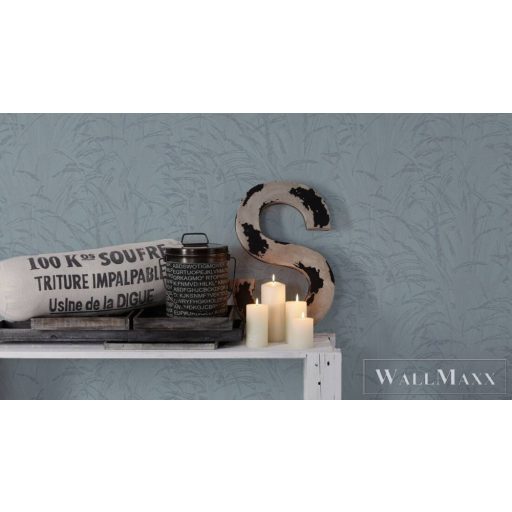 AS CREATION Hygge 38600-4 kék levél mintás vidéki tapéta