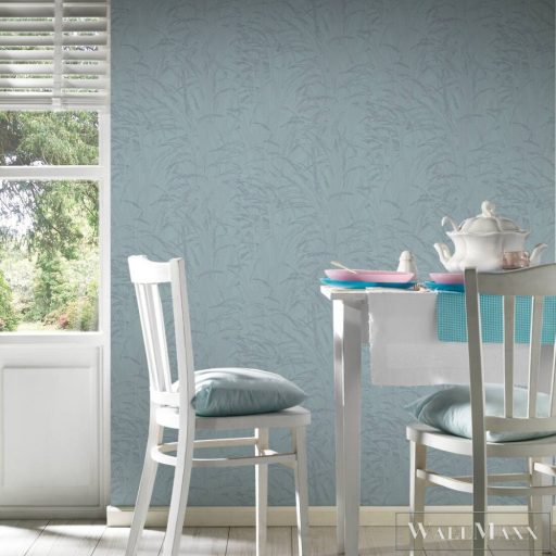 AS CREATION Hygge 38600-4 kék levél mintás vidéki tapéta