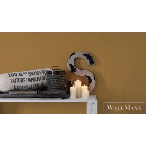 AS CREATION Hygge 38613-6 sárga Textil mintás Vidéki vlies tapéta