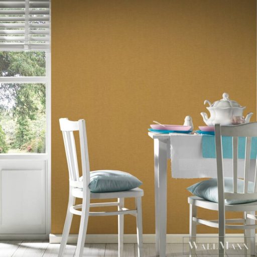 AS CREATION Hygge 38613-6 sárga Textil mintás Vidéki vlies tapéta