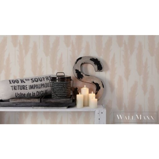 AS CREATION Hygge 38631-2 krémszínű levél mintás vidéki tapéta