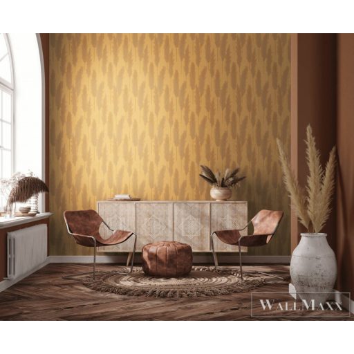 AS CREATION Hygge 38631-3 arany levél mintás vidéki tapéta