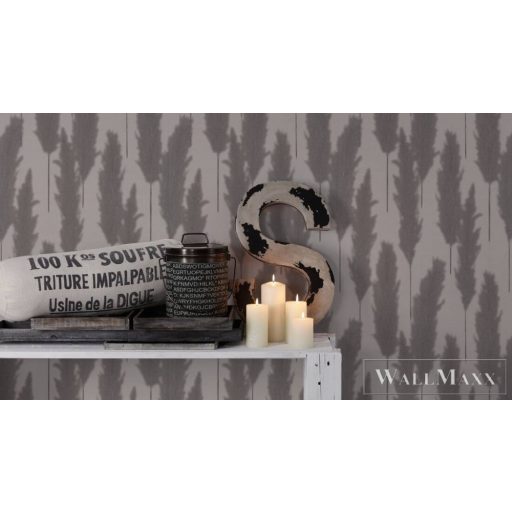 AS CREATION Hygge 38631-4 szürke levél mintás vidéki tapéta