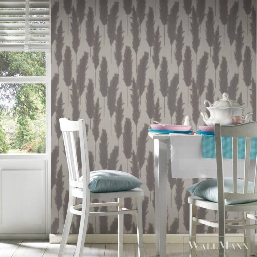 AS CREATION Hygge 38631-4 szürke levél mintás vidéki tapéta