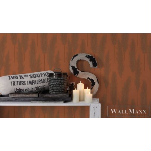 AS CREATION Hygge 38631-5 bronz levél mintás vidéki tapéta