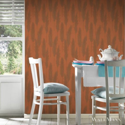 AS CREATION Hygge 38631-5 bronz levél mintás vidéki tapéta