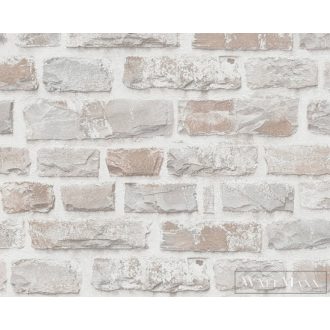   AS CREATION Natural Living 38637-1 bézs tégla mintás térhatású tapéta