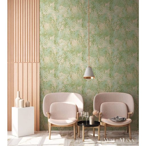 AS CREATION Natural Living 38638-1 bézs pálma-levél mintás természet tapéta
