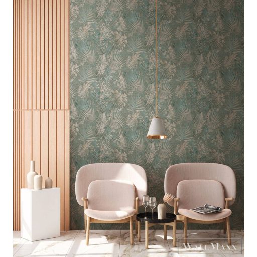 AS CREATION Natural Living 38638-2 zöld pálma-levél mintás természet tapéta