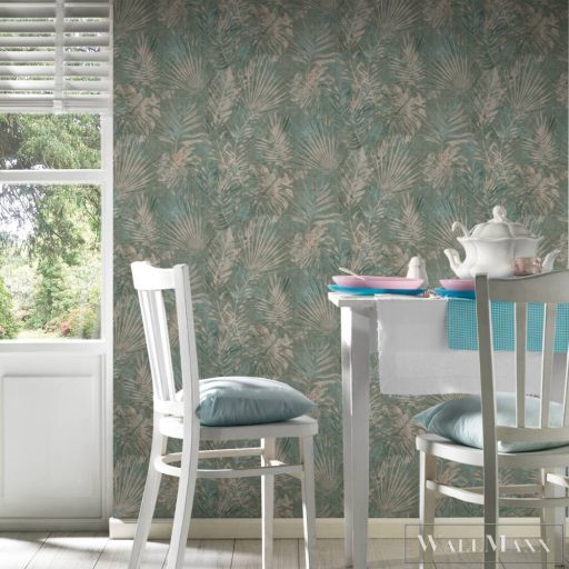 AS CREATION Natural Living 38638-2 zöld pálma-levél mintás természet tapéta