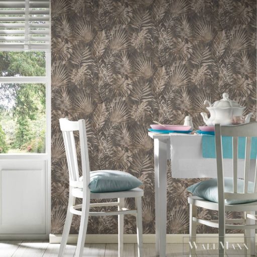 AS CREATION Natural Living 38638-3 barna pálma-levél mintás természet tapéta