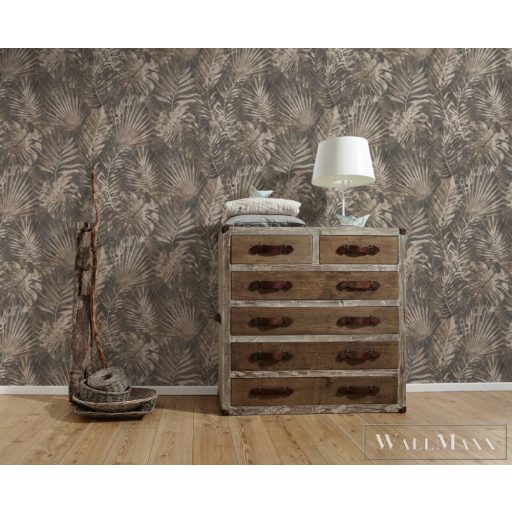 AS CREATION Natural Living 38638-3 barna pálma-levél mintás természet tapéta