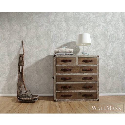 AS CREATION Natural Living 38638-4 krémszínű pálma-levél mintás természet tapéta