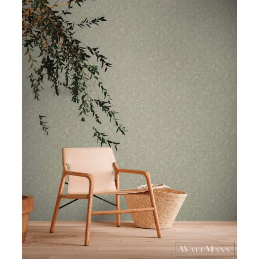 AS CREATION Natural Living 38639-2 zöld struktúrált egyszínű tapéta