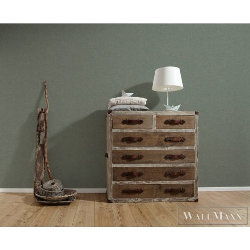 AS CREATION Natural Living 38662-2 zöld textil mintás egyszínű tapéta