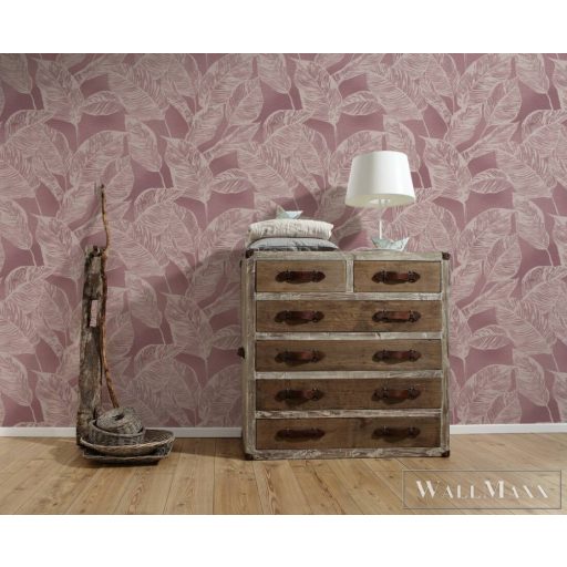 AS CREATION Natural Living 38663-4 rózsaszín levél mintás természet tapéta