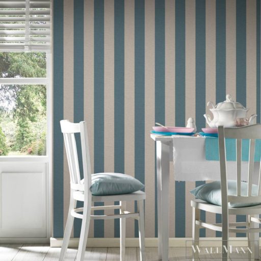 AS CREATION Natural Living 38665-1 kék csíkos vidéki tapéta