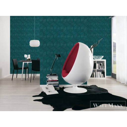 AS CREATION My Home My Spa 38690-1|Modern jellegű kék hatszög mintás tapéta