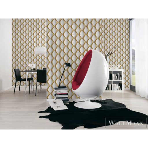 AS Creation My Home My Spa 38691-1 antracit, arany, törtfehér Csempe mintás Térhatású vlies tapéta