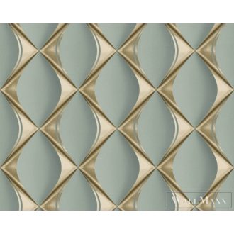   AS Creation My Home My Spa 38691-3 antracit, kék, arany Csempe mintás Térhatású vlies tapéta