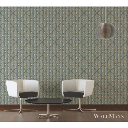 AS Creation My Home My Spa 38691-3 antracit, kék, arany Csempe mintás Térhatású vlies tapéta