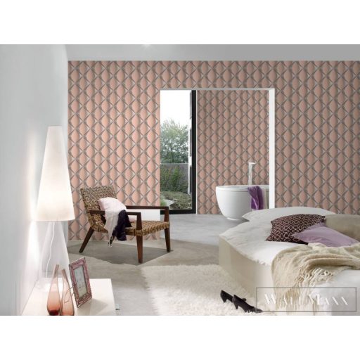 AS Creation My Home My Spa 38691-4 antracit, fémhatású, rózsaszín Csempe mintás Térhatású vlies tapéta