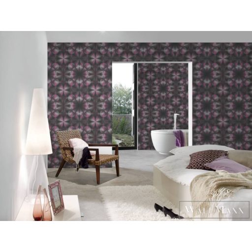 AS Creation My Home My Spa 38692-1 antracit, törtfehér, lila Kaleidoszkóp mintás Térhatású vlies tapéta