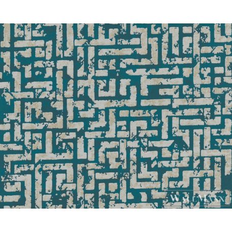 AS CREATION My Home My Spa 38695-3|Grafikus jellegű kék labirintus mintás tapéta