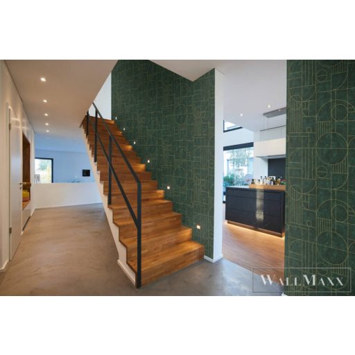 AS CREATION My Home My Spa 38699-3|Grafikus jellegű zöld geometriai mintás tapéta