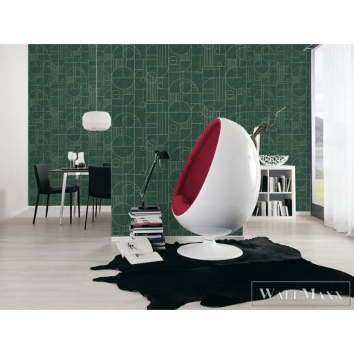 AS CREATION My Home My Spa 38699-3|Grafikus jellegű zöld geometriai mintás tapéta