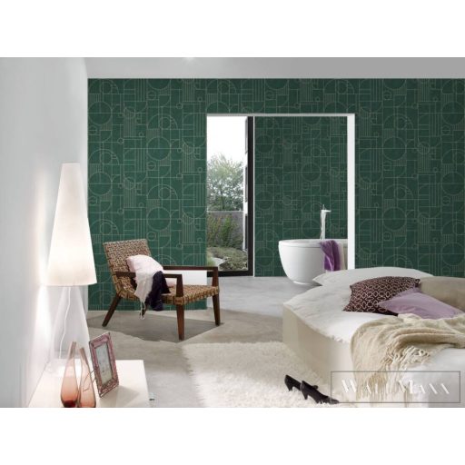 AS CREATION My Home My Spa 38699-3|Grafikus jellegű zöld geometriai mintás tapéta