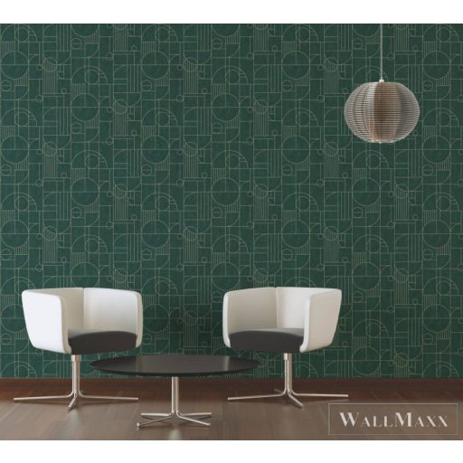 AS CREATION My Home My Spa 38699-3|Grafikus jellegű zöld geometriai mintás tapéta