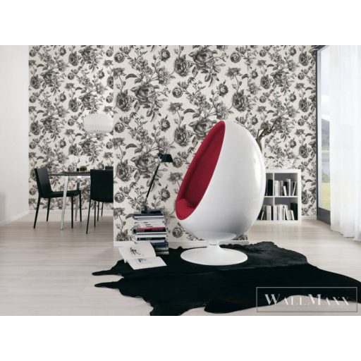 AS CREATION My Home My Spa 38700-2|Barokk jellegű antracit rózsa mintás tapéta