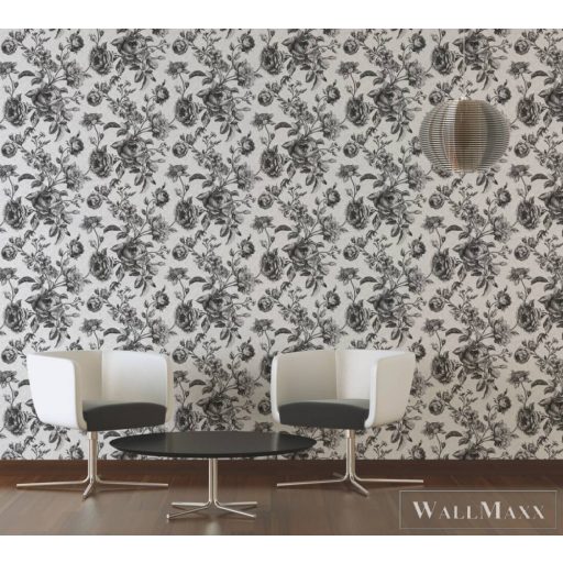 AS CREATION My Home My Spa 38700-2|Barokk jellegű antracit rózsa mintás tapéta